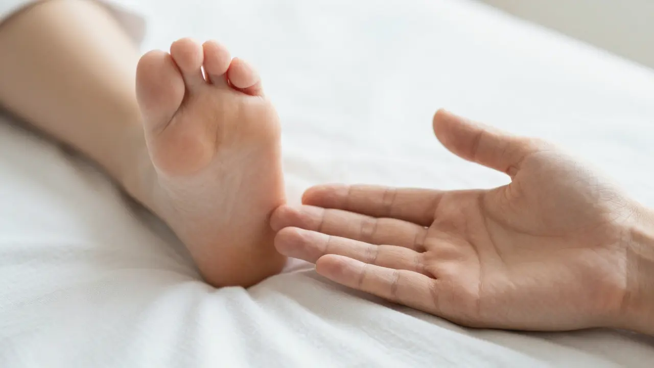 Beyaz zemin üzerinde yıkın çekim ayak ve el detayları