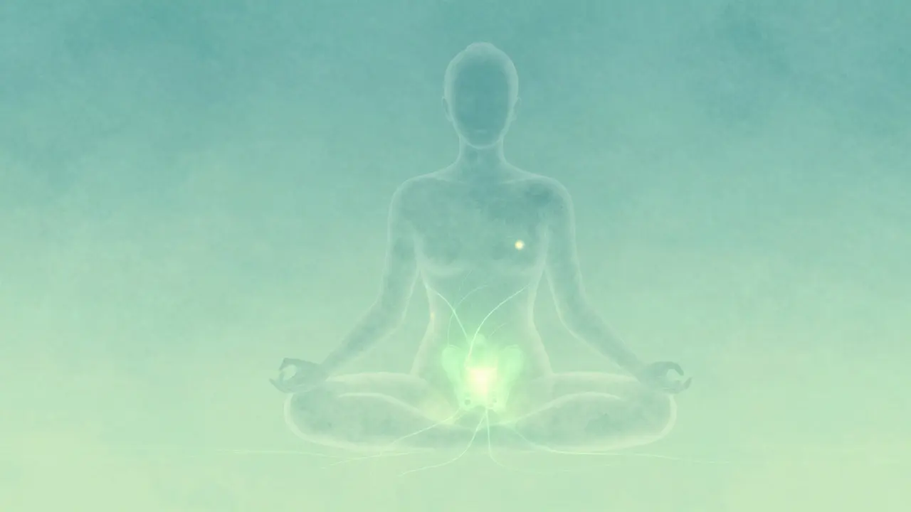 Enerji aşını simeleyen meditasyon pozundaki siluet