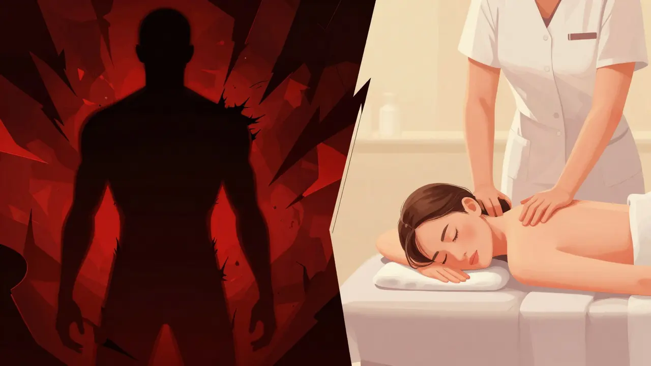 Yasa dışı riskler ile güvenli terapi arasındaki görsel karşılaştırma