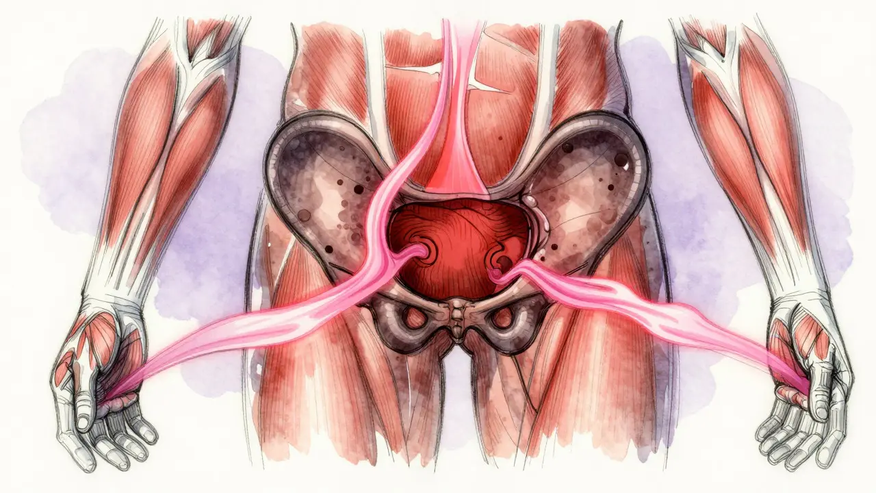 Abstract watercolor art representing the relief of pelvic congestion