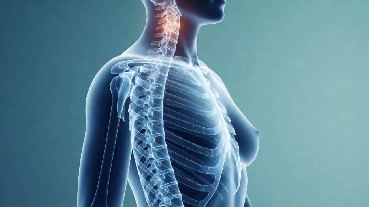 Göğüs kafesinin açılması ve omurga basıncının azalmasını gösteren anatomik rahatlama illüstrasyonu.